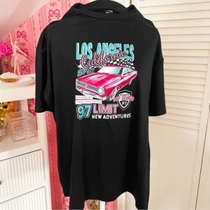 Black Graphic Hoodie with Car Print